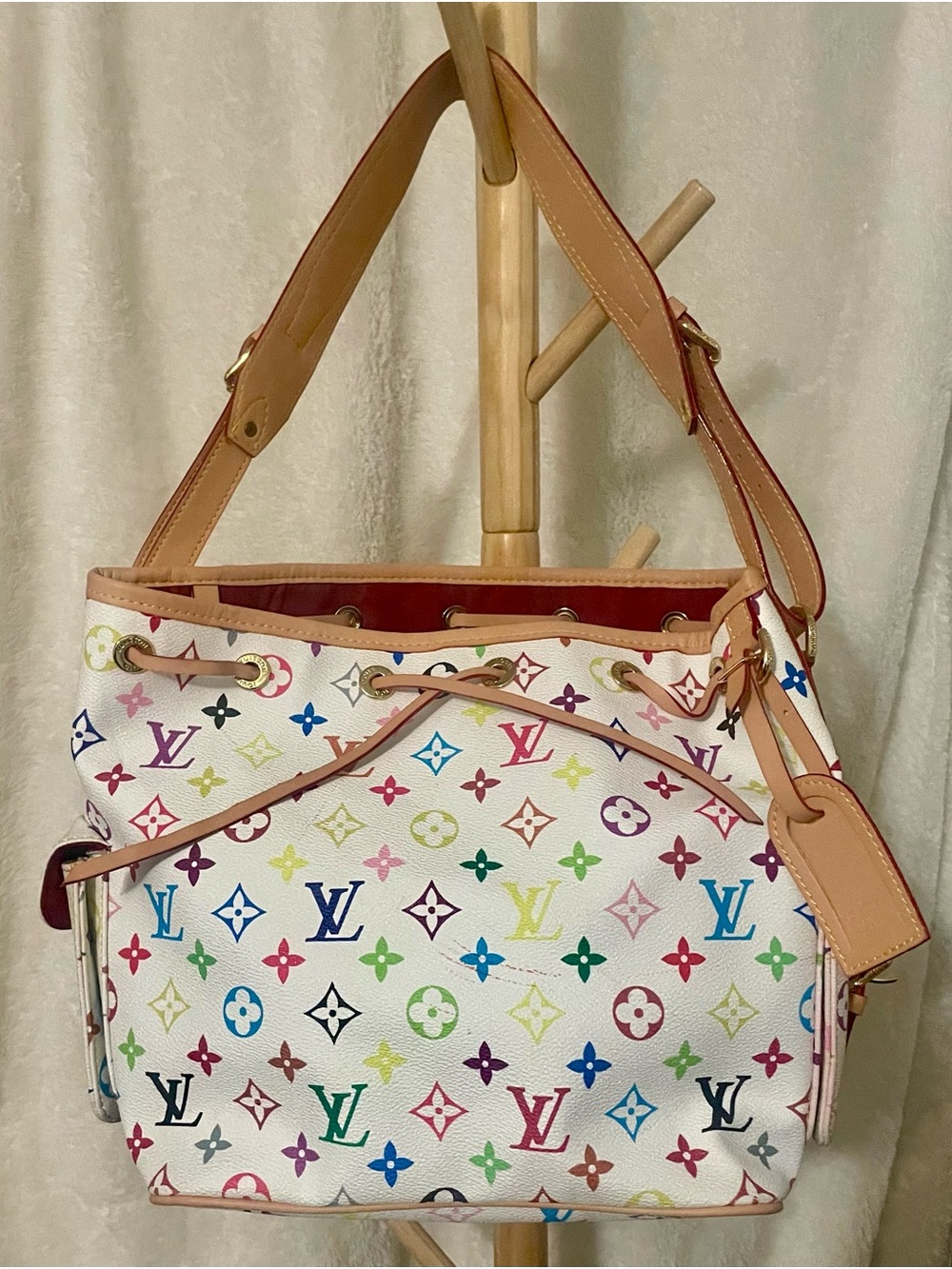 Louis Vuitton White Multicolor Monogram Canvas Shoulder Bag